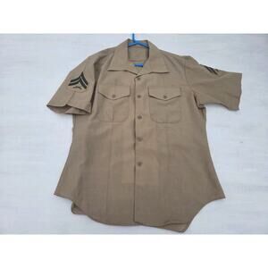 US Marine Corps Military Uniform Shirt Mens 16.5 Khaki Short Sleeve READ